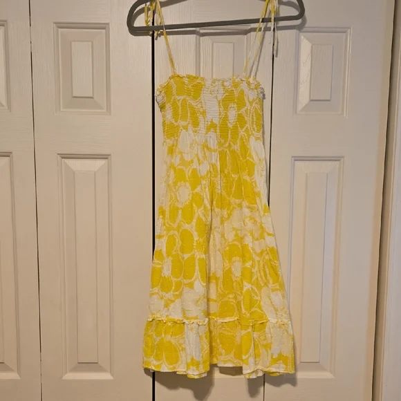 Jcrew Summer Spaghetti Strap Floral Yellow Dress As Seen On Sookie Stackhouse - Picture 1 of 10